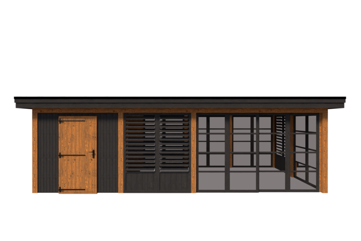 Tuinhuis met veranda 250 x 378 + 561cm met zonnepanelen