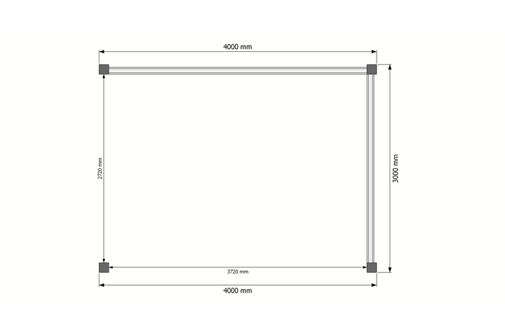 Houten veranda plat dak 400 x 300cm zonder overstek met zonnepanelen Houten veranda plat dak 400 x 300cm zonder overstek met zonnepanelen