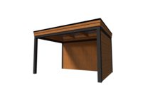 Houten veranda plat dak 400 x 300cm zonder overstek met zonnepanelen Houten veranda plat dak 400 x 300cm zonder overstek met zonnepanelen