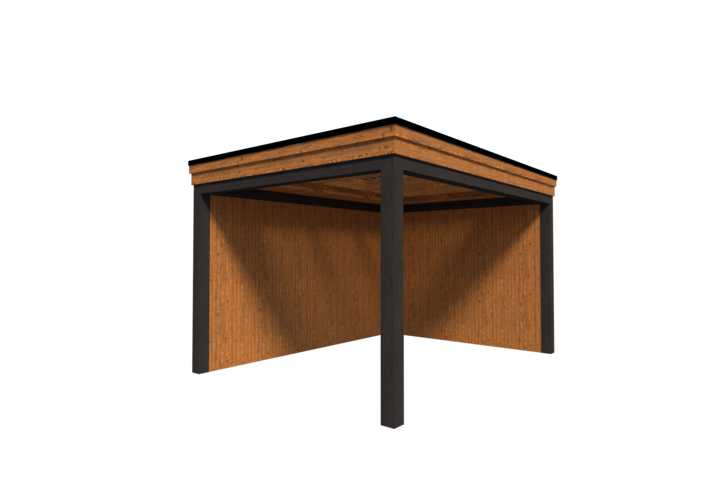 Houten veranda plat dak 400 x 300cm zonder overstek met zonnepanelen Houten veranda plat dak 400 x 300cm zonder overstek met zonnepanelen