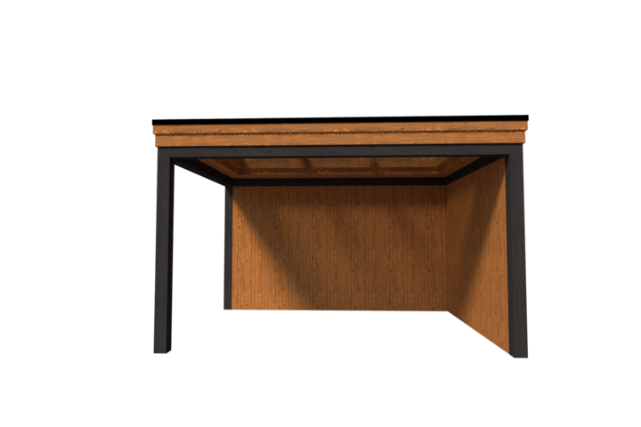 Houten veranda plat dak 400 x 300cm zonder overstek met zonnepanelen Houten veranda plat dak 400 x 300cm zonder overstek met zonnepanelen