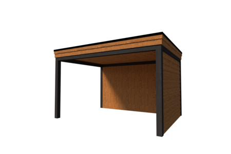 Houten veranda plat dak 400 x 300cm zonder overstek Houten veranda plat dak 400 x 300cm zonder overstek