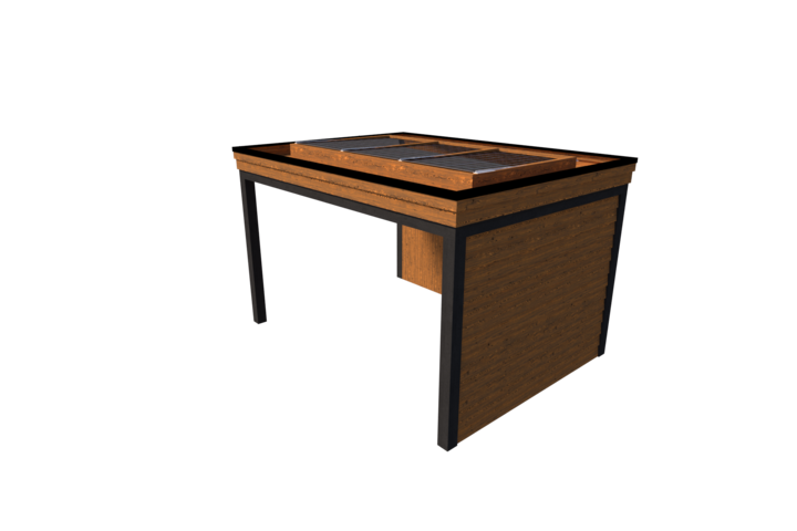 Houten veranda plat dak 400 x 300cm zonder overstek met zonnepanelen Houten veranda plat dak 400 x 300cm zonder overstek met zonnepanelen