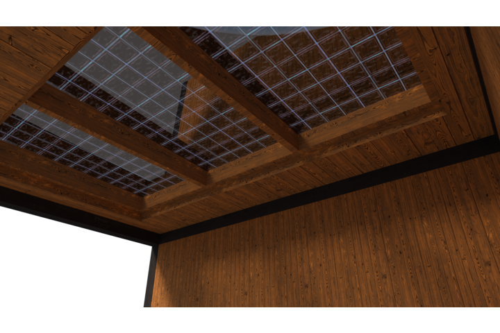 Houten veranda plat dak 400 x 300cm zonder overstek met zonnepanelen Houten veranda plat dak 400 x 300cm zonder overstek met zonnepanelen