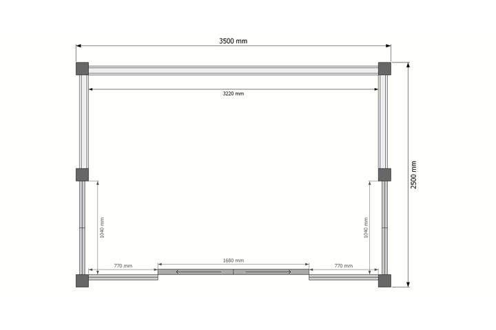 Buitenkamer veranda plat dak 350 x 250cm met zonnepanelen Buitenkamer veranda plat dak 350 x 250cm met zonnepanelen