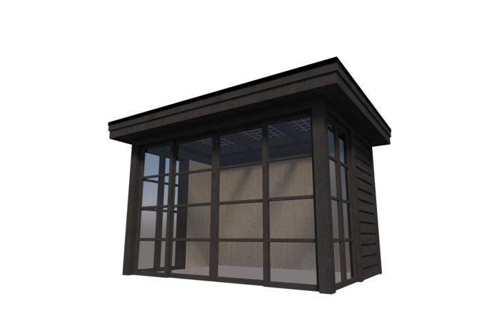 Buitenkamer veranda plat dak 350 x 250cm met zonnepanelen Buitenkamer veranda plat dak 350 x 250cm met zonnepanelen
