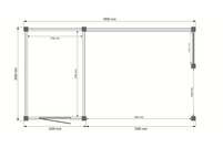 Tuinhuis met veranda plat dak 200 x 300 + 350cm met zonnepanelen
