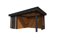 Tuinhuis met veranda plat dak 200 x 300 + 350cm met zonnepanelen