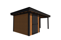 Tuinhuis met veranda plat dak 200 x 300 + 350cm met zonnepanelen