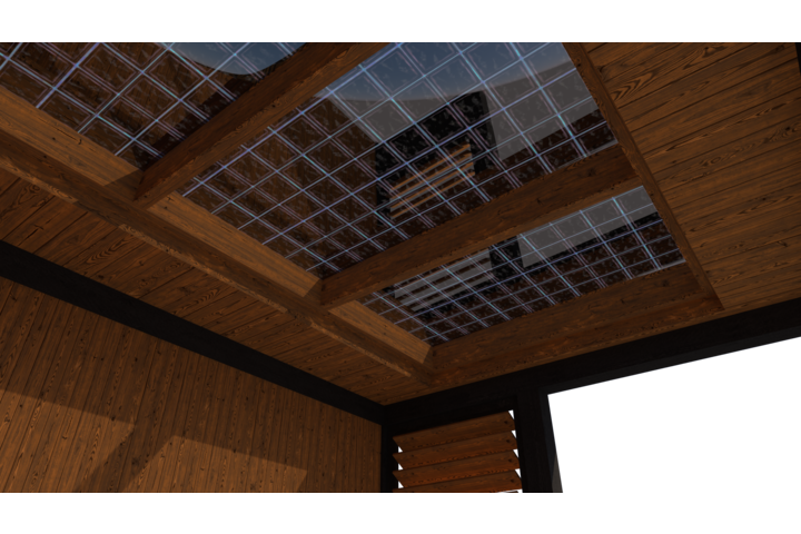 Tuinhuis met veranda plat dak 200 x 300 + 350cm met zonnepanelen