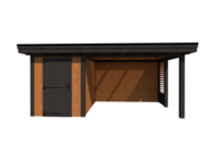 Tuinhuis met veranda plat dak 200 x 300 + 350cm met zonnepanelen