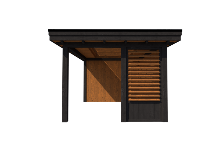 Tuinhuis met veranda plat dak 200 x 300 + 350cm met zonnepanelen