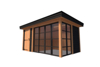 Tuinhuis met veranda plat dak 200 x 300 + 300cm met zonnepanelen Tuinhuis met veranda plat dak 200 x 300 + 300cm met zonnepanelen