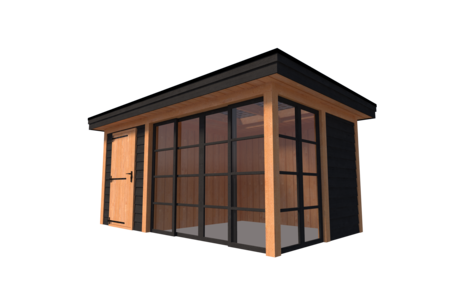 Tuinhuis met veranda plat dak 200 x 300 + 300cm met zonnepanelen