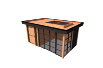 Tuinhuis met veranda plat dak 200 x 300 + 300cm met zonnepanelen Tuinhuis met veranda plat dak 200 x 300 + 300cm met zonnepanelen