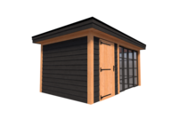 Tuinhuis met veranda plat dak 200 x 300 + 300cm met zonnepanelen Tuinhuis met veranda plat dak 200 x 300 + 300cm met zonnepanelen