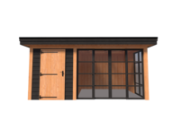 Tuinhuis met veranda plat dak 200 x 300 + 300cm met zonnepanelen Tuinhuis met veranda plat dak 200 x 300 + 300cm met zonnepanelen