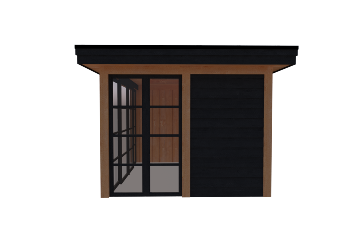 Tuinhuis met veranda plat dak 200 x 300 + 300cm met zonnepanelen Tuinhuis met veranda plat dak 200 x 300 + 300cm met zonnepanelen