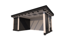 Tuinhuis met veranda plat dak 150 x 300 + 400cm met zonnepanelen