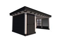 Tuinhuis met veranda plat dak 150 x 300 + 400cm met zonnepanelen