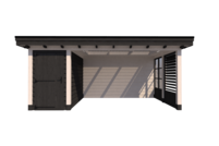 Tuinhuis met veranda plat dak 150 x 300 + 400cm met zonnepanelen