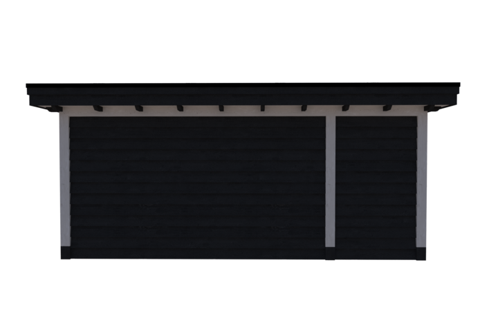 Tuinhuis met veranda plat dak 150 x 300 + 400cm met zonnepanelen