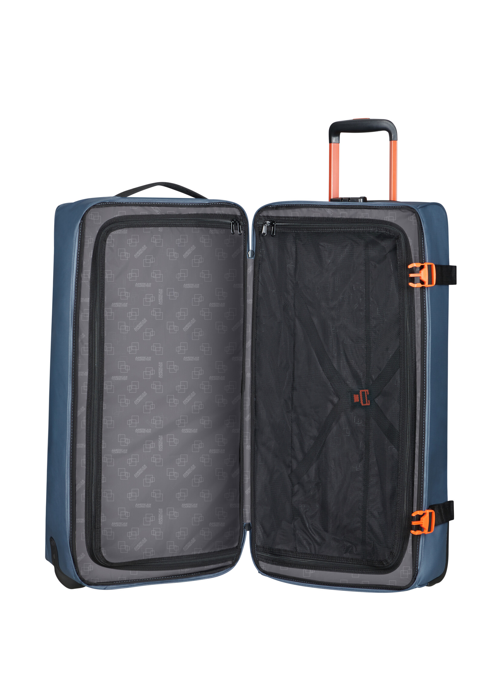 AMERICAN TOURISTER URBAN TRACK DUFFLE WHEELS L COATED NAVY/ORANGE