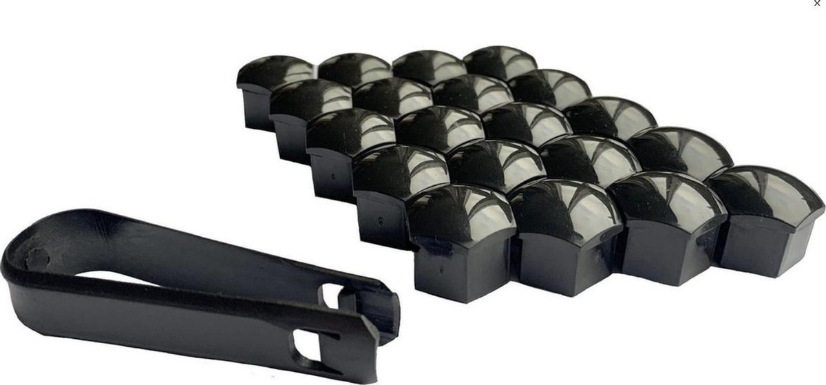 Wielbout en wielmoer kappen Zwart (20 stuks)