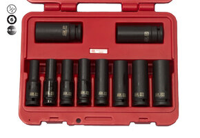 AOK Krachtdoppenset Lang 1/2" 10-delig