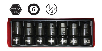 1/2" Krachtdopset 7-delig Knikmodel
