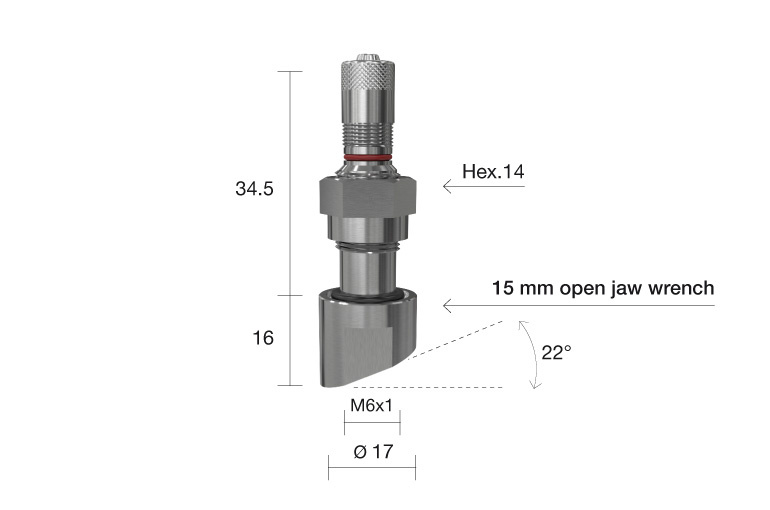 Truckventiel TPMS Alcoa L=50,5 Ø17 40MS 1394