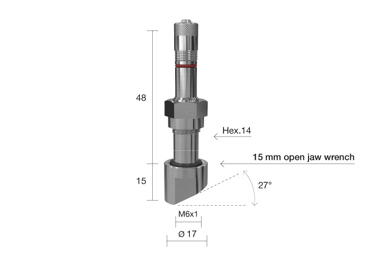 Truckventiel TPMS Alcoa DAF Ø17 L=63 27° 1353