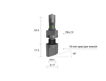 Truckventiel TPMS Alcoa Recht M6 L=52 Ø17 1311
