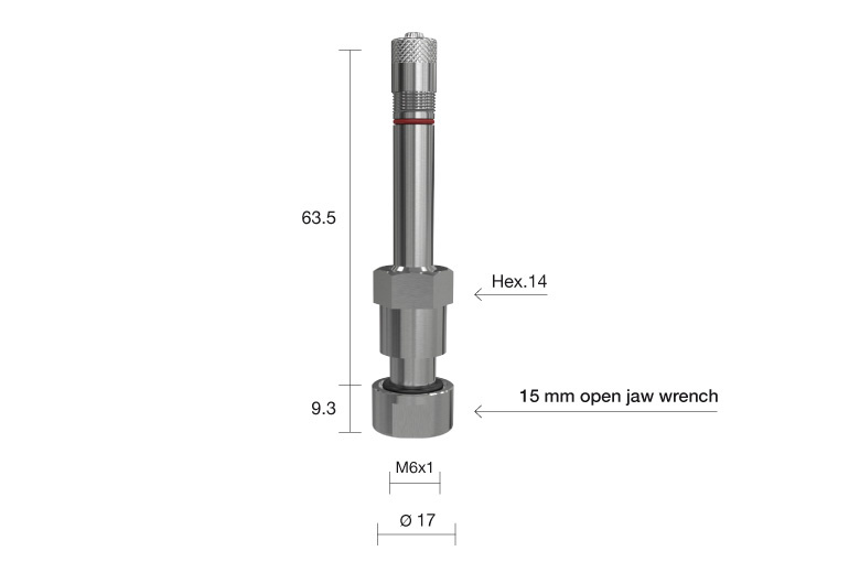 Truckventiel TPMS Recht Alcoa M6 L=72,8 Ø17 1395