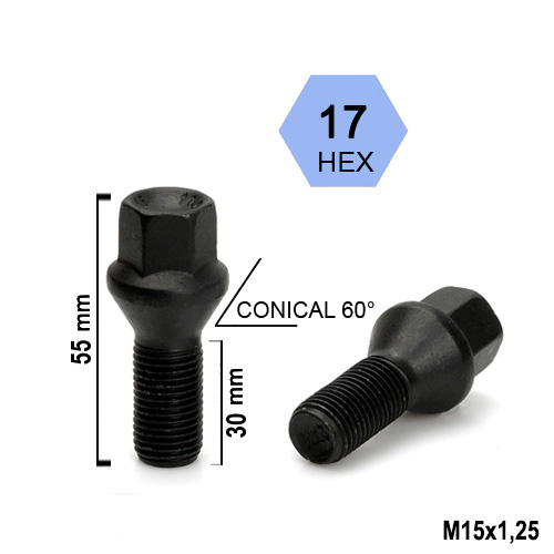 Wielbouten 15 x 1,25 x 33 KOP17 Conisch Zwart B1322BF