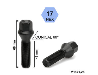 Wielbouten 14 x 1,25 x 45 K17 Zwart B183BF
