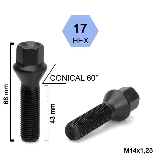 Wielbouten 14 x 1,25 x 45 KOP17 Zwart B183BF