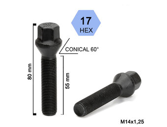 Wielbouten 14 x 1,25 x 55 K17 Zwart B189BF