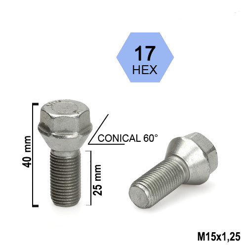 Wielbouten 15 x 1,25 x 25 KOP17 Dun (lage kop) B1270F