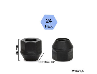 Wielmoeren 16 x 1,5 x 17 K24 Conisch Open Zwart N452BF