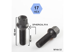 Wielbouten 14 x 1,5 x 60 K17 Bol (R14) Zwart B582BF