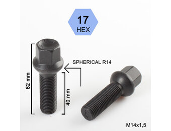 Wielbouten 14 x 1,5 x 60 K17 Bol (R14) Zwart B582BF