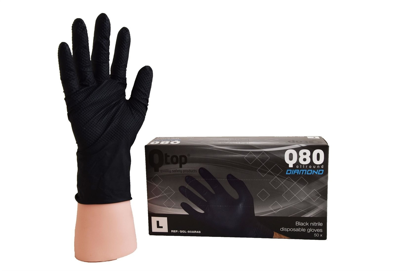 Qtop Q80 Diamond Handschoenen Zwart Maat 9/L (50st)