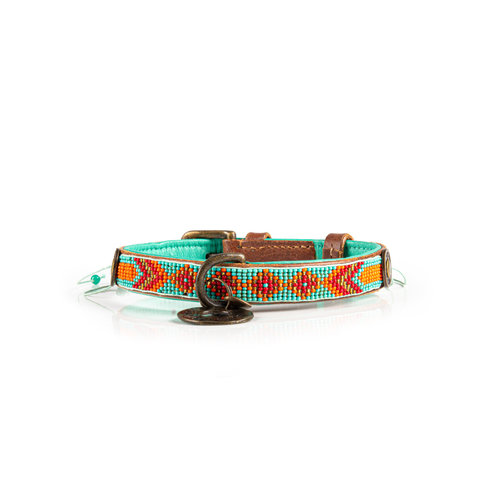 Turquoise Paddy Lee Dog Collar with Beads - Dog with a Mission