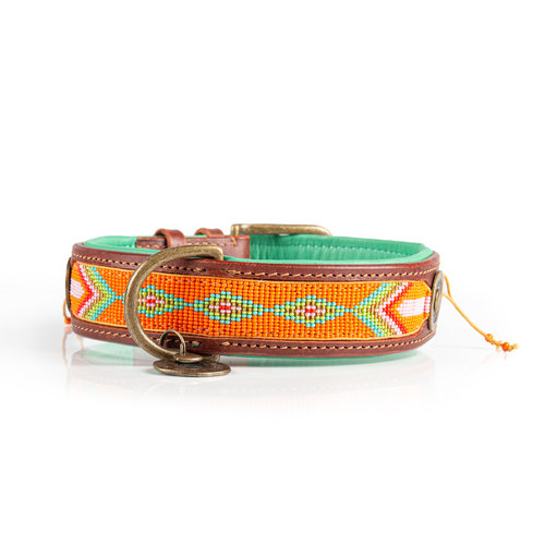 Tiger Lily Orange Dog Collar with Beads - Dog with a Mission