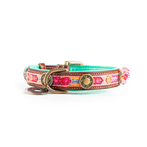 Collier pour chien Boho Rosa en cuir rose - Dog with a Mission