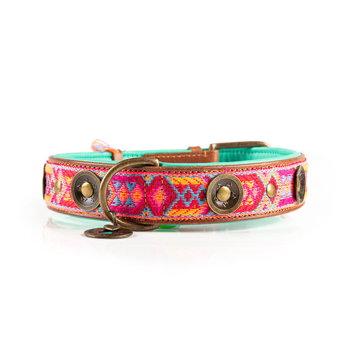 Collier pour chien Boho Rosa en cuir rose - Dog with a Mission