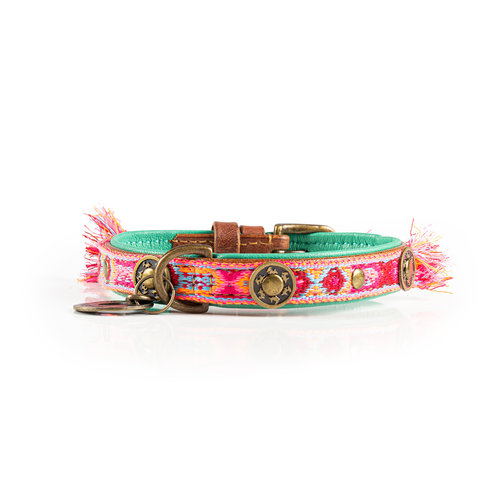 Collier pour chien Boho Rosa en cuir rose - Dog with a Mission