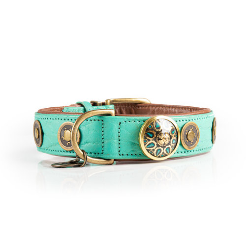 Collier cuir Turquoise Rebel - Dog with a Mission