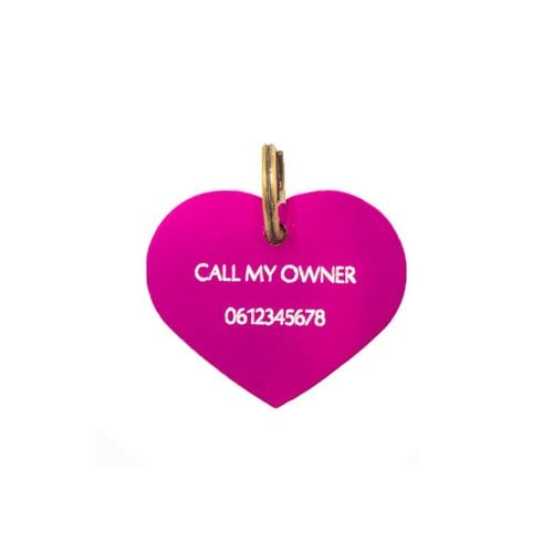 Dog tag pink heart L